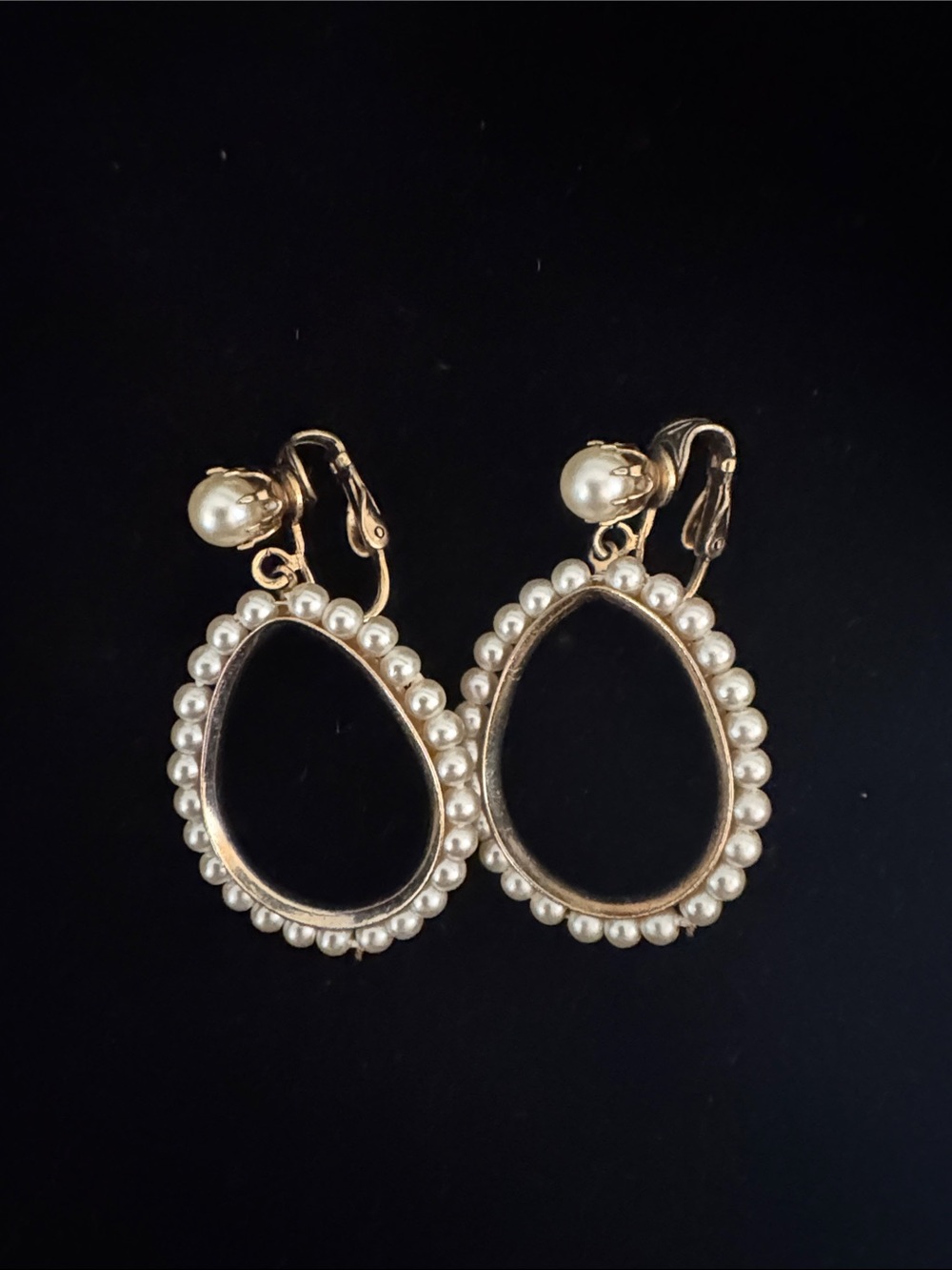 Gold-Tone Pearl Drop Clip-On Earrings